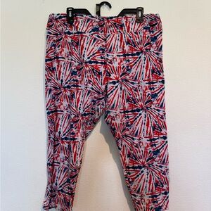 Woman’s CELEBRATE! Patriotic - Red and Blue Patterned Leggings - XXL (20)